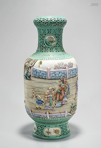 Tall Chinese Enameled Porcelain Vase