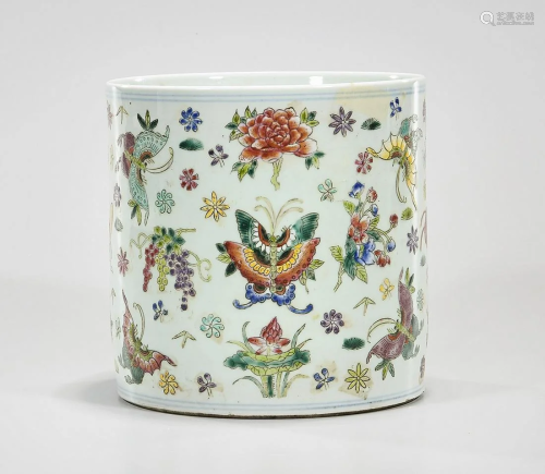 Chinese Enameled Porcelain Brush Pot