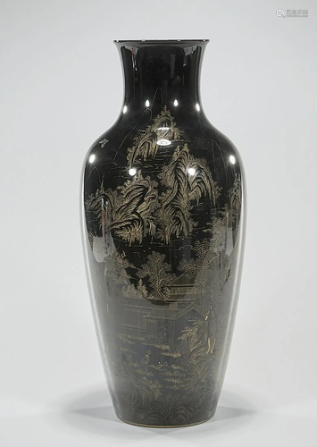 Chinese Black Glazed Porcelain Vase