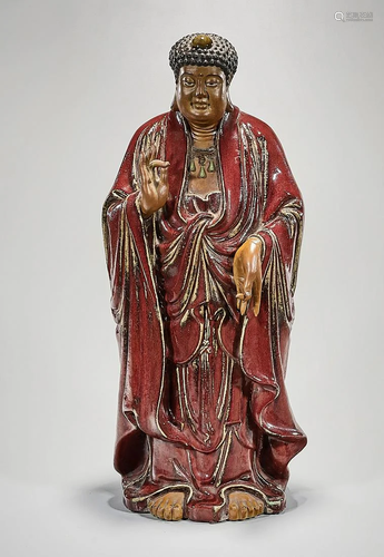 Tall Chinese Glazed Porcelain Figure