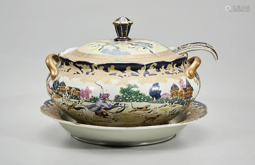 Chinese Enameled Porcelain Tureen and Bowl With