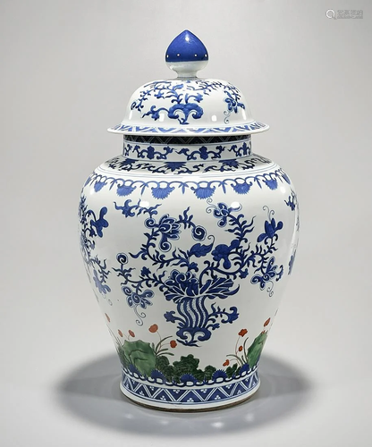 Tall Chinese Blue and White Porcelain Vase