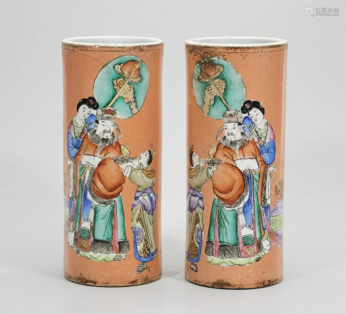 Pair of Chinese Glazed Porcelain Hat Stands