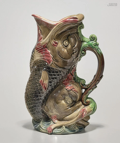 A William Brownfield and Sons Majolica ' Swirling Fish'