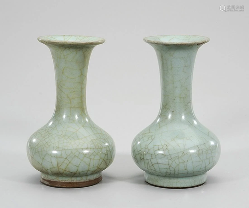 Pair of Chinese Crackle Glazed Porcelain Vases