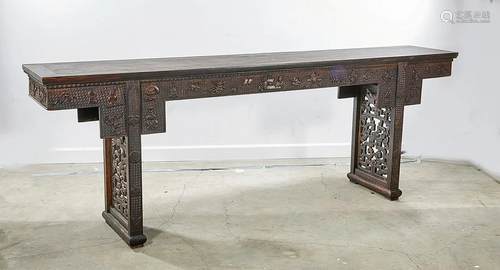 Chinese Carved Hard Wood Altar Table