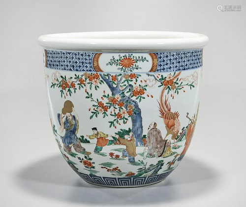 Chinese Enameled and Painted Porcelain Jardinere