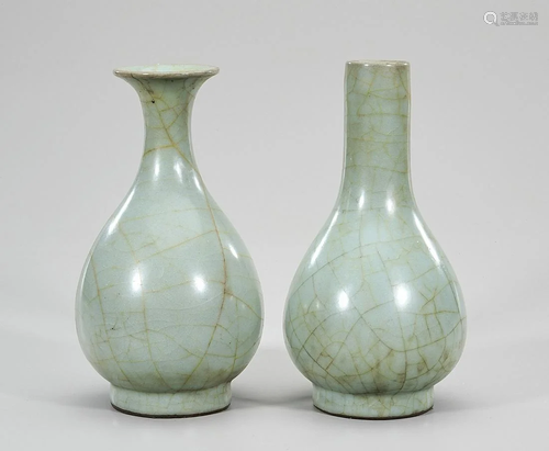 Two Chinese Ru Ware Porcelain Vases