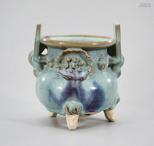 Chinese Jun-Type Porcelain Tripod Censer