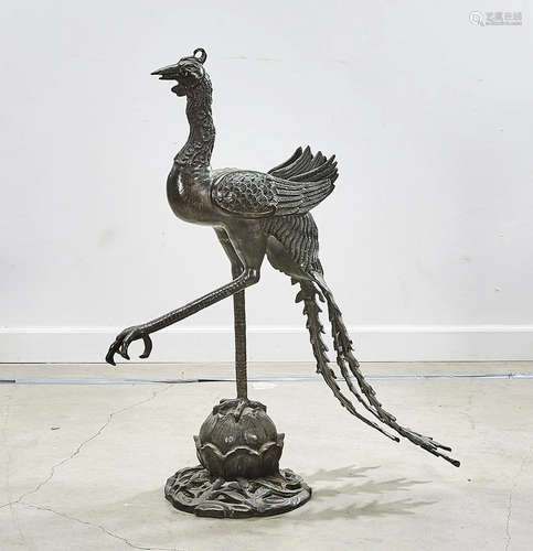 Chinese Bronze Sculpture of a Phoenix