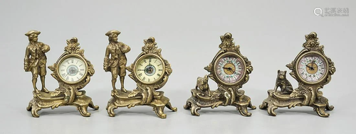 Group of Four Metal Clocks with Figures