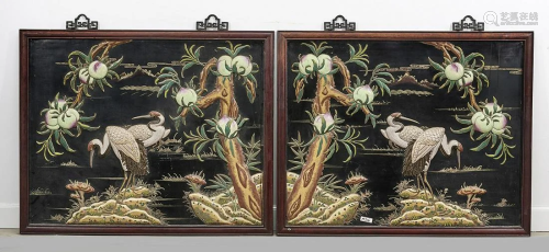 Pair Chinese Painted Panels