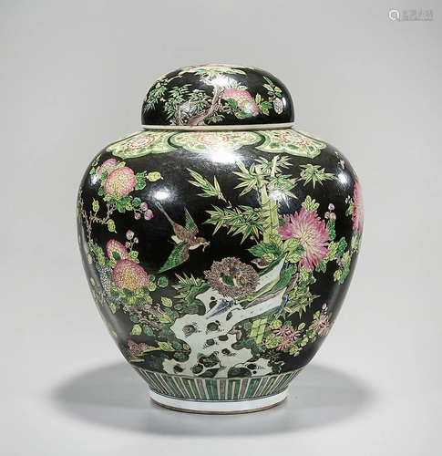 Chinese Enameled Porcelain Covered Jar