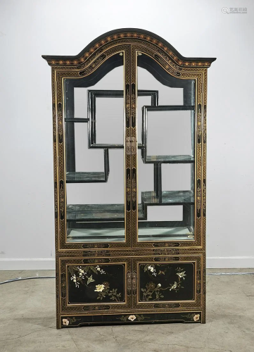 Chinese Wood and Glass Curio Cabinet