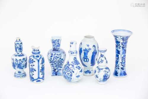 A small group of Chinese Kangxi vases, early 18th century, each decorated with either figures,
