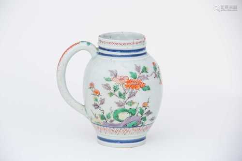 A rare Arita galley pot, circa 1660, each ovoid body enamelled in Famille Verte style with rocks and