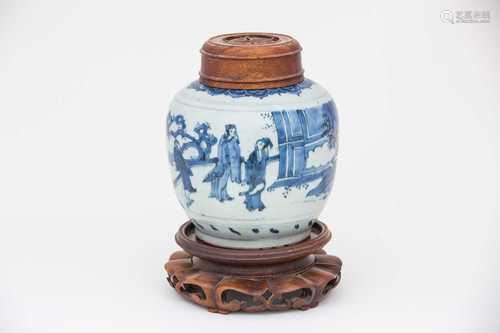 A Chinese blue and white vase, late 17th/18th century, the shoulder with a band of ruyi heads, above