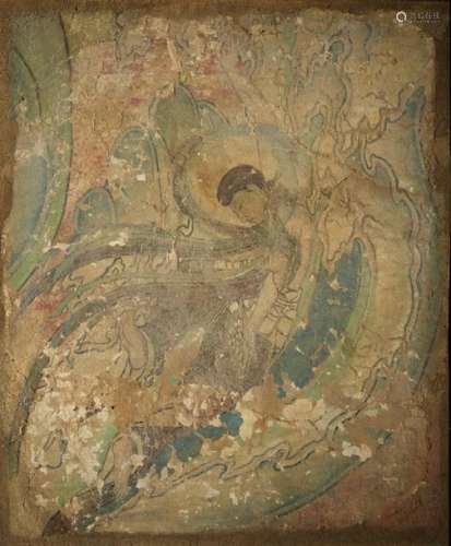 Fragment de peinture murale Chine époque Ming 65 x…