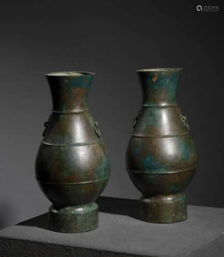Paire de vases Chine dans le style Han Allage cuiv…