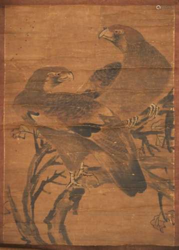 Deux rapaces Chine ca 19° siècle Encre sur papier.…