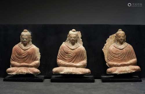 Trois Buddhas Art du Gandhara ca 3° 5° siècles Stu…