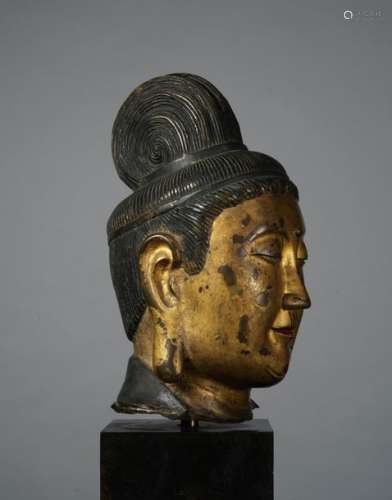 Tête de Bodhisattva Chine C. 19° siècle Alliage cu…