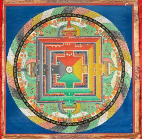 Mandala Tibet, ca 19° siècle Détrempe sur toile. 4…