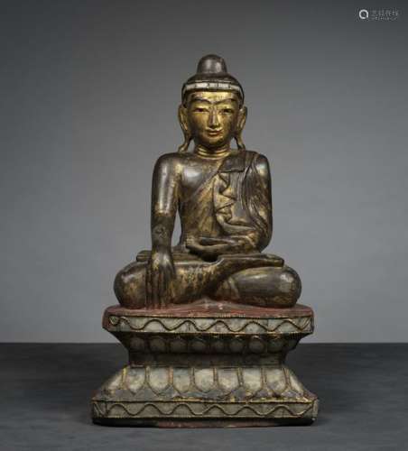 Buddha Myanmar (Birmanie), ca 19° siècle Bois laqu…