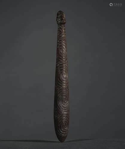 Maori Nouvelle Zélande Bois. H. 39 cm Petite massu…