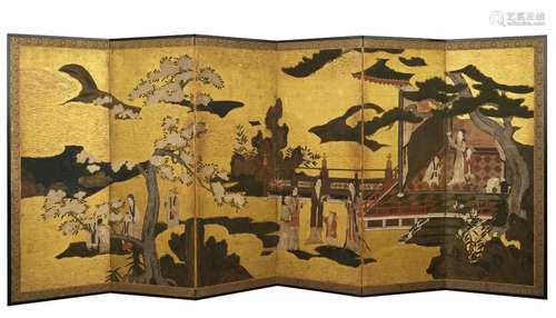 Paravent à six feuilles Japon ca 19° siècle 170x 3…