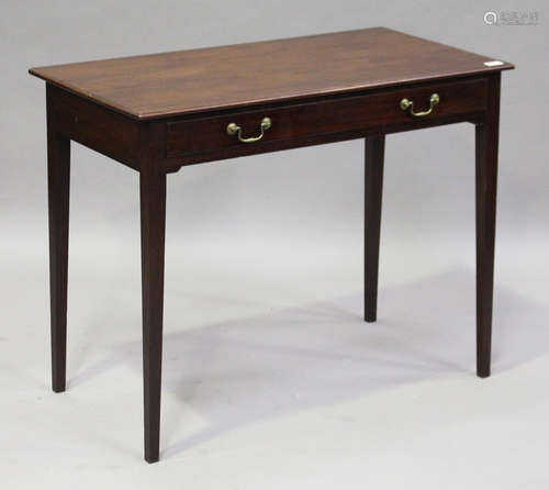 A George III mahogany side table, the moulded top above a single drawer, height 72cm, width 92cm,