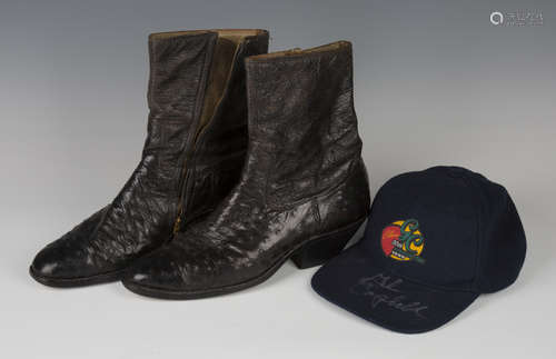 A pair of ostrich leather cowboy boots, formerly owned and worn on stage by Glen Campbell, both