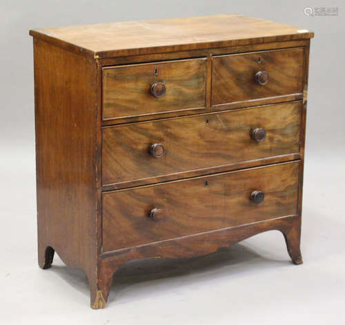 A George IV mahogany chest of two short and two long drawers, height 90cm, width 90cm, depth 49cm (