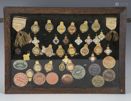 A quantity of early 20th century enamelled gilt metal and gilt tooled leather 'Royal Horse Show