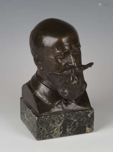 Jules-Louis Rispal - a late 19th century French brown patinated cast bronze head and shoulders