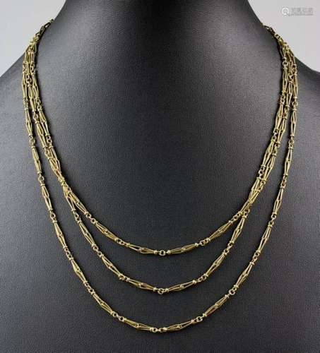 Lange Gelbgold Halskette, Frankreich um 1920, 18 k…