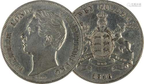 Münze zu 2 Gulden, Silber, Königreich Württemberg …