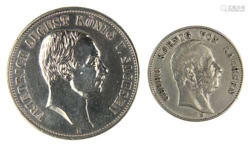2 Münzen Deutsches Reich, 900er Silber, Königreich…