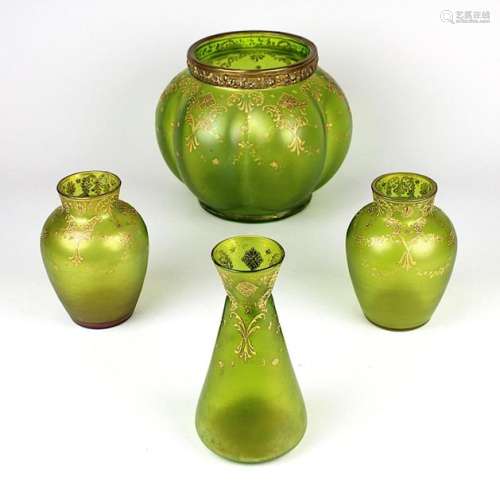 Vier Poschinger Jugendstil Vasen, Zwieselau um 190…