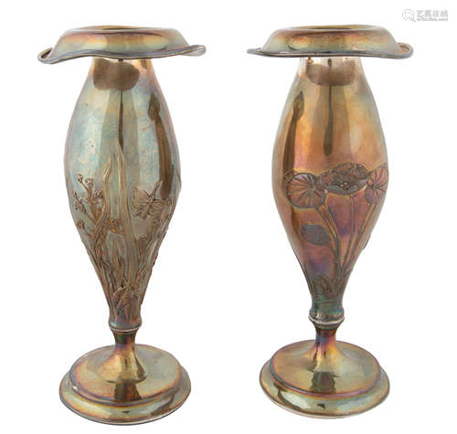 PAIR OF FLORAL SILVER CANDLEHOLDERS, GORHAM, PROVIDENCE, RHODE ISLAND, 1879