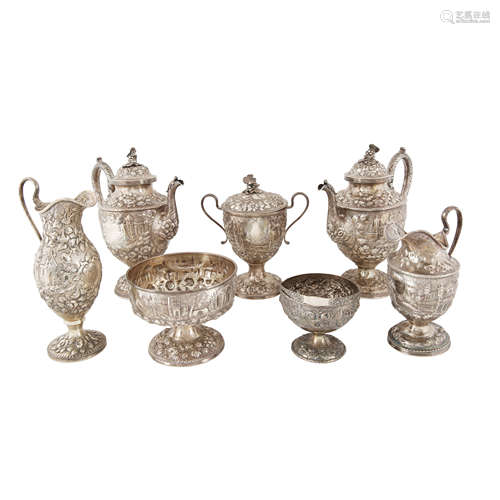 AN AMERICAN SEVEN-PIECE SILVER SERVICE, S. KIRK & SON CO, BALTIMORE