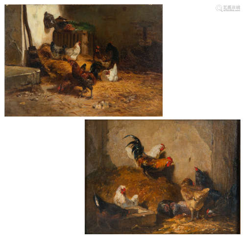 A PAIR OF BARNYARD SCENES BY EUGUENE COTTIN (FRENCH 1840-1902)