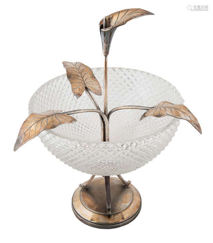 AN AMERICAN SILVER-PLATED LILY DISH, MERIDEN B. COMPANY, MERIDEN, CONNECTICUT, 1847-1855