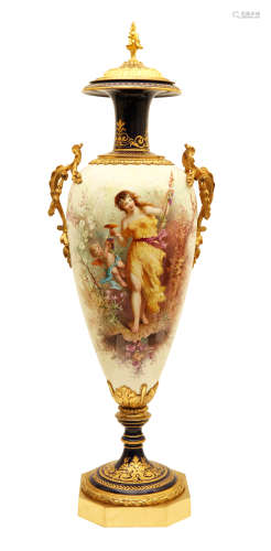 FRENCH NEO-CLASSICAL REVIVAL SEVRES PORCELAIN AND ORMOLU MOUNTED VASE, MIDDLE 19TH CENTURY