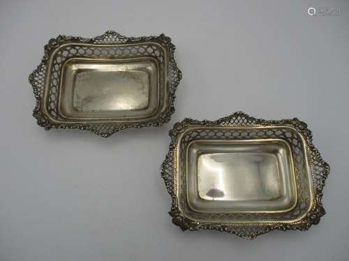 A pair of small Victorian silver baskets by William Comyns & Sons, London 1895, of rectangular form,