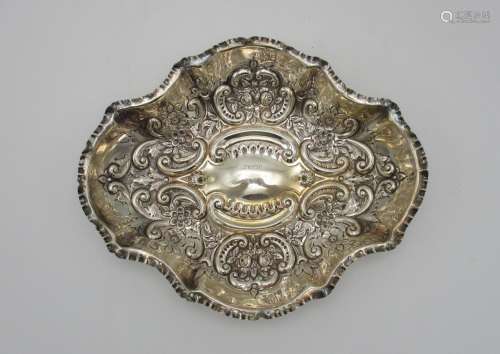 A late Victorian silver dish, Sheffield 1898, possibly by Joseph Rodgers & Sons, of lobbed shape