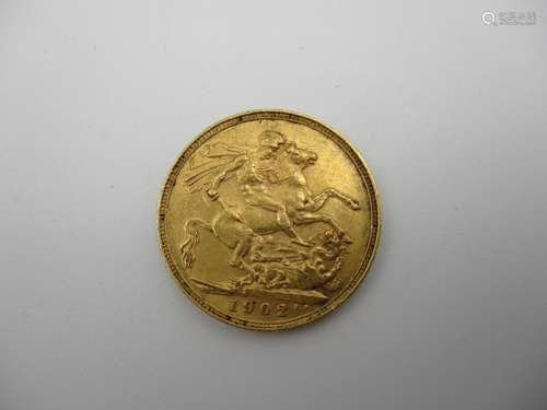 A King Edward VII full sovereign, 1902, 7.95 g