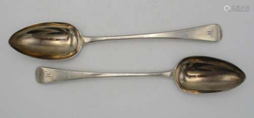 A pair of George III silver serving spoons by Peter Williams Bateman, London 1812, in the Old