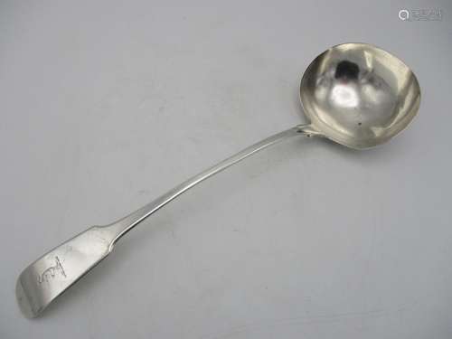 A William IV silver fiddle pattern soup ladle by William Edwards, London 1833, 165g