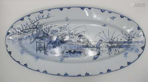 A French 19th century porcelain platter by Creil Montereau with transfer print scene depicting